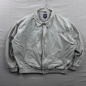 GAP Harrington Jacket Mens XL Tan Cotton Twill Zip Up Vintage Style Bomber